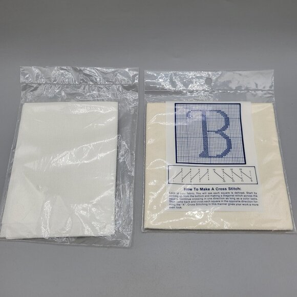 Aida 18 Count Cross Stitch Fabric Lot of 2 Cotton White Cream Color 12 x 18 Each - Picture 5 of 5